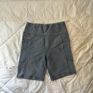 american eagle terry pocket highest waist 7" bike short in charcoal heather